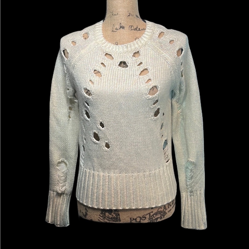Sunset + Spring Distressed Cream Sweater